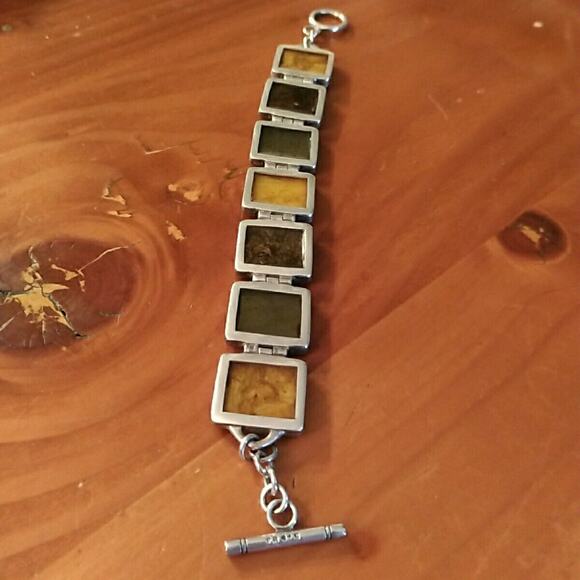 Silpada Sterling Silver Pyrite Bronzite Jasper Bracelet Retired! $179 - Picture 6 of 10